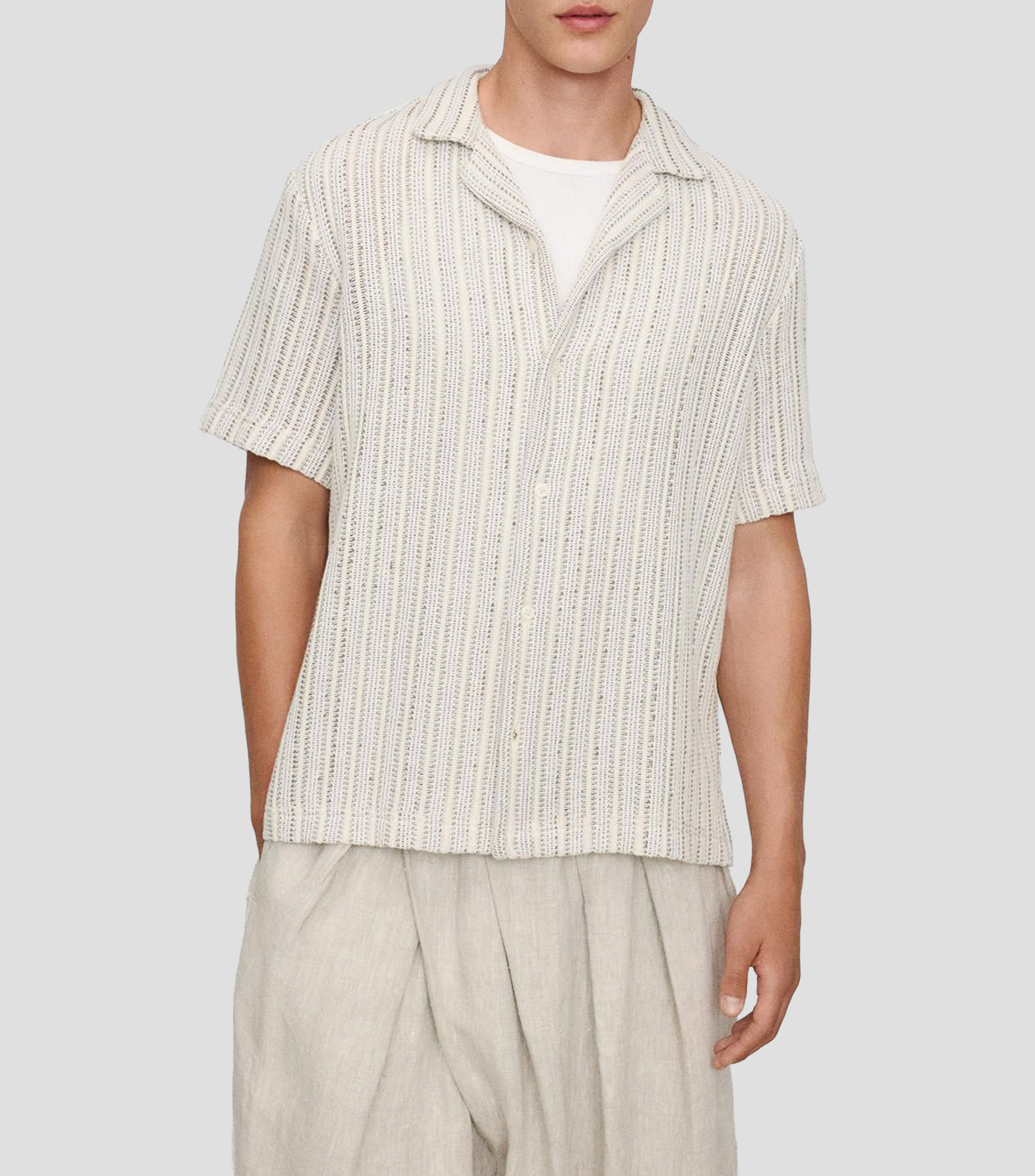 Camisa manga corta líneas Hombre